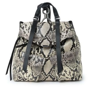 All saints Silver Snake print Embossed Backpack black white grey